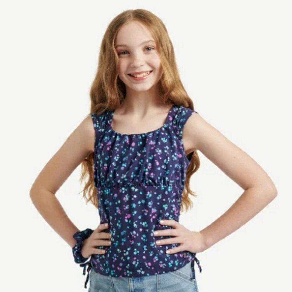 12/14 Justice Ruched Cap Sleeve Top